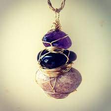 A Lepidolite Amethyst And Apache Tear Wirewrapped Necklace Please Contact Elena At Www Happymedium W Apache Tears Wire Wrapping Stones Wire Wrapped Earrings