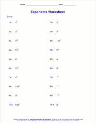 free exponents worksheets