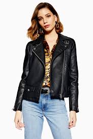 Topshop Leather Look Biker Jacket Jackets Black Leather Bomber Jacket Pu Biker Jacket