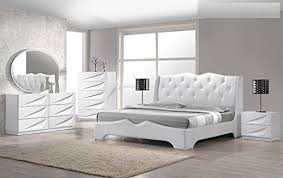 You'll love the new look in your bedroom or guest room with our fabulous selection of beds and accessories. Modern Madrid 4 Piece Bedroom Set Queen Size Bed Leather Like Exterior Mirror Dresser Nightstand White Lacquer Headboard Buy Online In Bahamas At Bahamas Desertcart Com Productid 71947130