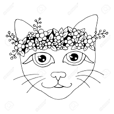 Cat coloring page for adults: Cartoon Cat For Coloring Book Or Pages Sweet Black Line Cat Cat Coloring Royalty Free Cliparts Vectors And Stock Illustration Image 128037242