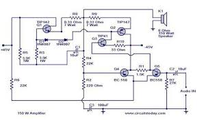 150 Watt Amplifer Circuit Circuit Diagram Audio Amplifier Power Amplifiers