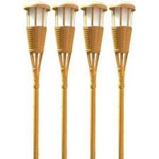 Newhouse Lighting Bamboo Solar Island Torch 4 Pack Tikiled4 The Home Depot Solar Tiki Torch Tiki Torches Tiki Lights