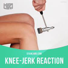 Idiom Of The Day Knee Jerk Reaction Meaning An Instant Instinctive Response To A Situation Example She Said Idioms English Idioms Idioms And Proverbs