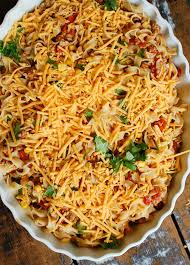 Try this super simple vegetarian version made with lightly browned veggie burgers instead of hamburger. Easy Mexican Noodle Casserole A Cedar Spoon