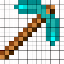 Minecraft Diamond Pickaxe Kandi Pattern Minecraft Beads Minecraft Quilt Minecraft Diamond Pickaxe