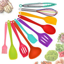 It won't just make cooking easier and way more effective, it'll also make it more fun. Wholesale 10 Pcs Silicone Heat Resistant Kitchen Cooking Utensils Non Stick Baking Tool Tongs Ladle Gadget Colorful Aulola Uk