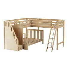 The whole made of solid wood is durable and. High Twin Over Full Corner Loft Bunk Bed With Ladder Stairs Maxtrix Kids