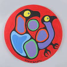 Norval Morrisseau S Birds Connected Red Original Norval Stouffville Holiday Art