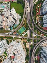 A Drone Shot Of Crossing Roads In An Urban Neighborhood In Singapore Aerial Photo Aerial View Aerial