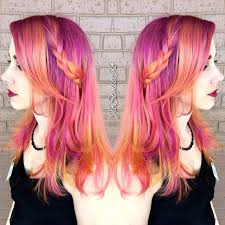 A Mix Of Pink And Orange Pink And Orange Hair Hair Color Orange Pravana Hair Color