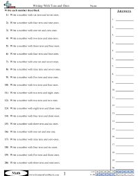 These worksheets are appropriate for second grade math. Writing With Tens And Ones Worksheet Free Commoncoresheets