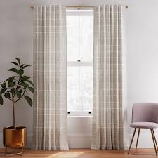 Cotton Canvas Line Lattice Curtain Set Of 2 Stone Gray In 2020 Curtains Living Room Summer Curtains Curtains