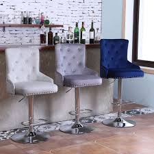 The national kitchen & bath association (nkba) recommends a minimum seating overhang (clear space) of: Rosdorf Park Velvet Bar Stool With Back Blue Counter Height Chair Adjustable Swivel Barstool Chair Tufted Upholstered Kitchen Bar High Chair Wayfair
