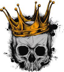 The most common black and white skulls material is metal. Illustration Of Black And White Skull In Crown With Beard Isolated On White Background Digital Art By Dean Zangirolami