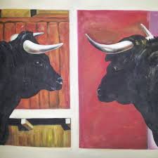 The first indian cattle was reportedly imported from within india in 1849 by a dr. Bulls And Red Painting By Juan Francisco Arias Rodriguez Saatchi Art