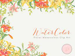 Orange Yellow Watercolor Flower Lily Floral Clip Art Watercolor Floral Cliparts Png Clipart Floral Cliparts In Watercolor Flowers Clip Art Wreath Clip Art