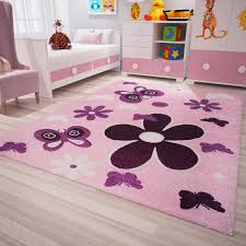 Transitional floral pattern gray/black wool/silk tufted rug bl65 contemporary rugs. Kids Rug With Flowers And Butterfly Patterns And Contour Cut Pink And Purple Colours I9467 Ceres Webshop