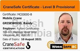 To become a certified crane operator, you must participate in a training course which could last anywhere from 4 to 8 weeks or several months *require or recognize nccco certification. Ita Level B Provisional Crane Operator Certificate Fulford Certification