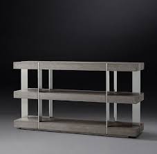 Rh S Verrazano Console Table Burnished Metal Stanchions Rise Vertically To Intersect Thick Slabs Of Ame Modern House Design Console Table Modern Kitchen Design