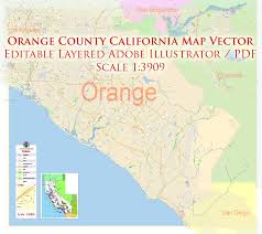 The largest cities on the california map are los angeles , san diego , san jose , san francisco, and fresno. Orange County California Us Map Vector Exact City Plan High Detailed Street Map Editable Adobe Illustrator