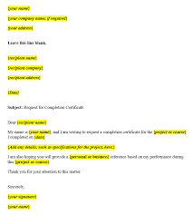 Request Letter For Completion Certificate Template And Samples