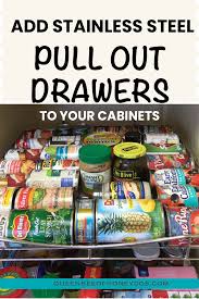 Easy Way To Add Pull Out Drawers To Bottom Cabinets Queen Bee Of Honey Dos In 2020 Pull Out Drawers Beautiful Kitchen Designs Dollar Tree Storage