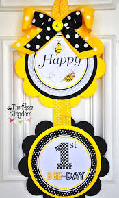 Bumble Bee Door Sign Vertical Door Hanger By Thepaperkingdom Bumble Bee Birthday Bee Birthday Party Bee Birthday