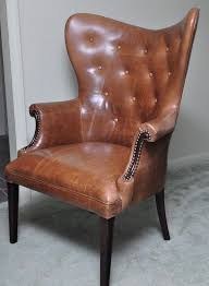 Vintage Leather Butterfly Wingback Chair Etsy Wingback Chair Leather Wingback Chair Leather Chair