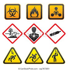 Hazard symbols or warning symbols are recognisable symbols designed to warn about hazardous or dangerous materials, locations, or objects, including electric currents, poisons, and radioactivity. Warning Symbols Hazard Signs Second Set Canstock
