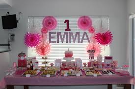 Pink 1st Birthday Party Table Setup Kids Party Pink Parties Birthday Party Tables