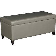 Belleze 48″ rectangular gray storage fabric ottoman bench tufted footrest lift top. Conrad Lift Top Gray Storage Bench Xs029 Pu 3 Afw Com