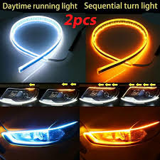 Flexible Led Light Strip 2pcs 24 Inches Dual Color White Amber Sequential Switchback Drl Led Kit Waterproof For Car Replacement Switchback Headlight Decorative Lamp Kits And Turn Signal Tube Lights Walmart Com