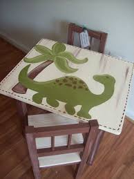 Dinosaur Table And Chair Set By Melanielupien On Etsy 225 00 Table And Chair Sets Chair Table And Chairs