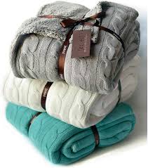 This gorgeous throw blanket is soft, cozy and stylish and the price tag is more than reasonable. Amazon Com Cable Knit Sherpa Oversized Throw Reversible Blanket Faux Sheepskin Lined Cozy Cotton Blend Sweater Knitted Afghan In Grey White Or Turquoise Blue Grey Home Kitchen