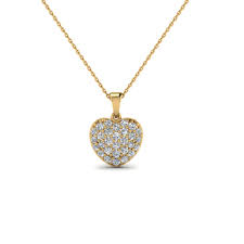 Elsa peretti®:color by the yard emerald pendant in yellow gold. Pave Diamond Heart Pendant Necklace For Women In 14k Yellow Gold Fascinating Diamonds