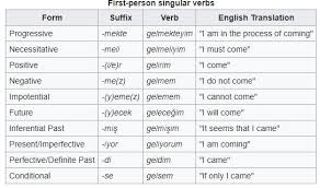 Whoever Made This Turkish Verb Conjugation Chart On