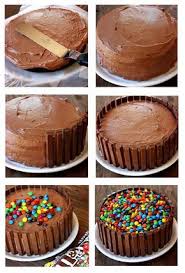 bolo de chocolate decoracao com lateral de chocolate kit kat 45g nestle e pastilhas de chocolate tipo confeti rainbow cake recipe kit kat cake desserts