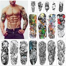 When autocomplete results are available use up and down arrows to review and enter to select. Buy Howaf 16 Sheets Large Full Arm Temporary Tattoo Sleeve Tattoos Fake Body Art Lion Tiger Wolf Rose Pumpkin Skull Halloween Arm Chest Shoulder Tattoo Black Tattoo Stickers For Man Women Adults