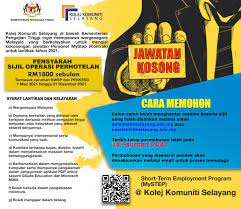 In jawatan kerajaan, kedah, kelantan, kuala lumpur, melaka, perak, pulau pinang, putrajaya, selangor, terengganu. Jawatan Kosong Di Kolej Komuniti Kolej Komuniti Selayang Facebook