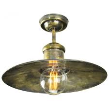 The gap between the top of the light and the ceiling allows for an uplit effect. Nautical Style Semi Flush Ceiling Light Antique Finish With Amber Bulb