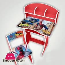Buy Spider Man Bat Man Wooden Study Table Chair Set For Kids At Best Price In Pakistan Study Table And Chair Wooden Study Table Study Table