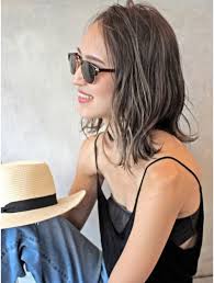 ヘアー サンディ hair sundy 外国人風 パールベージュ オトナカジュアルミディアム ミディアム ヘアカラー 前下がりボブ パーマ グランジヘアー