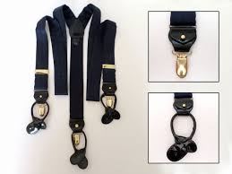 Black And Navy Blue Braces Xl Convertible Button Braces Clip Suspenders Solid Navy Blue Etsy Black Leather Suspenders Mens Accessories