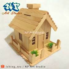 Gambar rumah mini dari stik es krim. Detail Gambar Celengan Miniatur Rumah Diorama Dari Stik Es Krim Shopee Ind