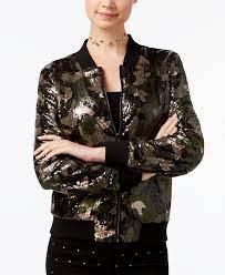 Polly Esther Say What Juniors Sequined Camo Print Bomber Jacket Reviews Jackets Vests Juniors Macy S