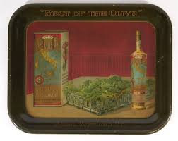 Ca1910 Vittucci Italian Virgin Olive Oil Tin Lithograph Advertising Serving Tray Tin Lithograph Lithograph Virgin Olive Oil