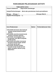 Perkembangan deria dan dunia persekitaran presented by : Rancangan Pelaksanaan Aktiviti