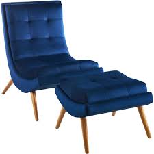 Larger scale and extremely comfortable. Modway Eei 3487 Nav Ramp Armless Lounge Chair Ottoman In Tufted Navy Blue Velvet