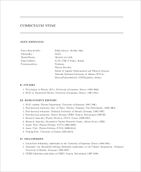 Free 9 Curriculum Vitae Templates In Pdf Ms Word